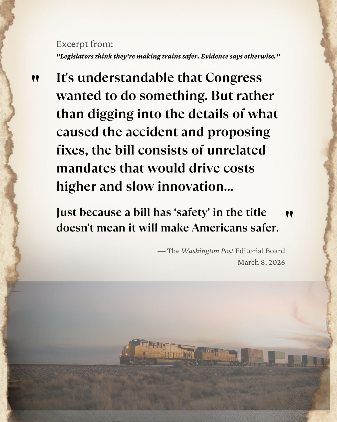 "Legislators think they're making trains safer. Evidence says otherwise."